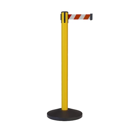 Stanchion Belt Barrier Yellow Post 11ft. Red/White Belt